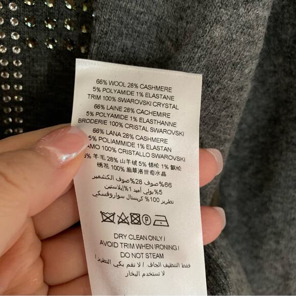 Christopher Kane Grey Wool Cashmere Hotfix V Neck Jumper Sweater Small - Picture 5 of 7